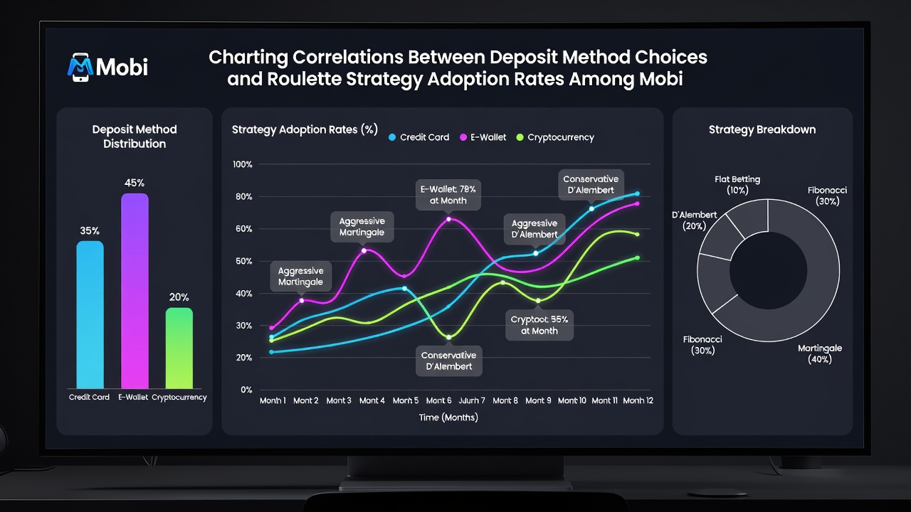 Diagram met adoptiepercentages van roulette-strategieën per betaalmethode onder mobiele gebruikers